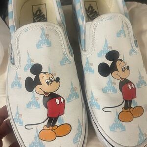 Vans Mickey Mouse Slip-On Sneakers - White and Light Blue